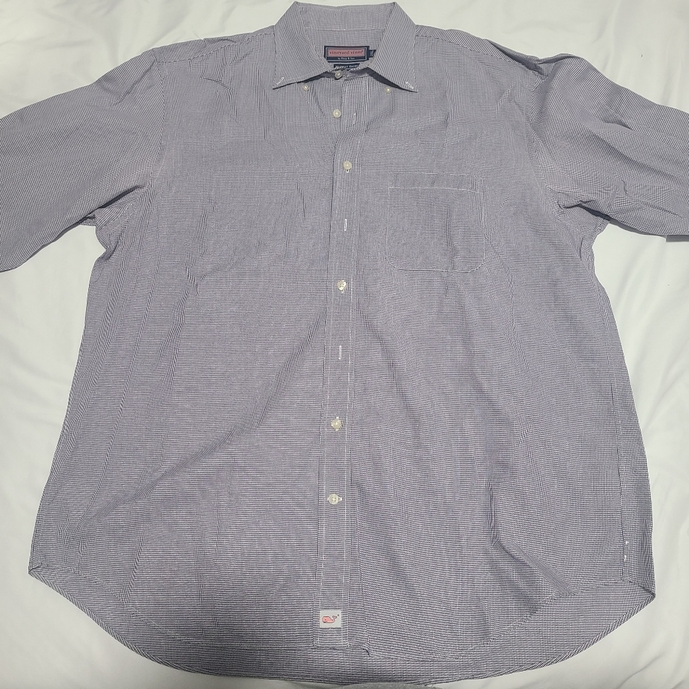 Vineyard Vines Men's Classic Blue Pattern Dress Shirt XL